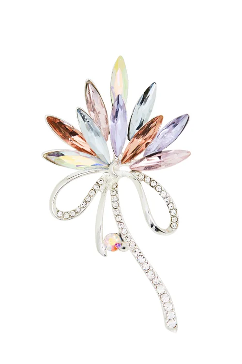 Jon Richard Silver Plated Pink Crystal Navette Decorative Brooch - Gift Boxed - One Size Image 2