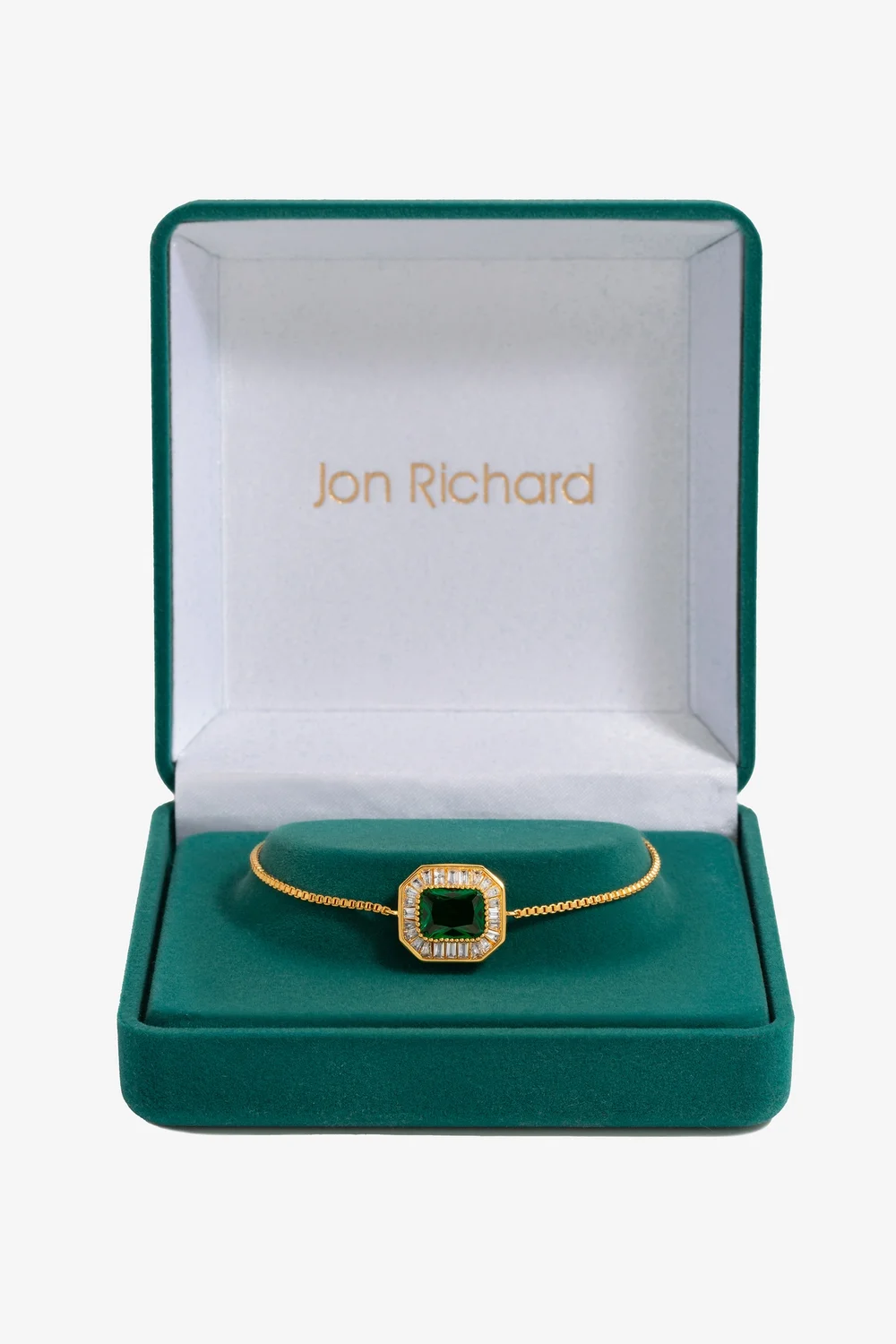 Jon Richard Gold Plated And Emerald Toggle Bracelet - Gift Box - One Size Image 1
