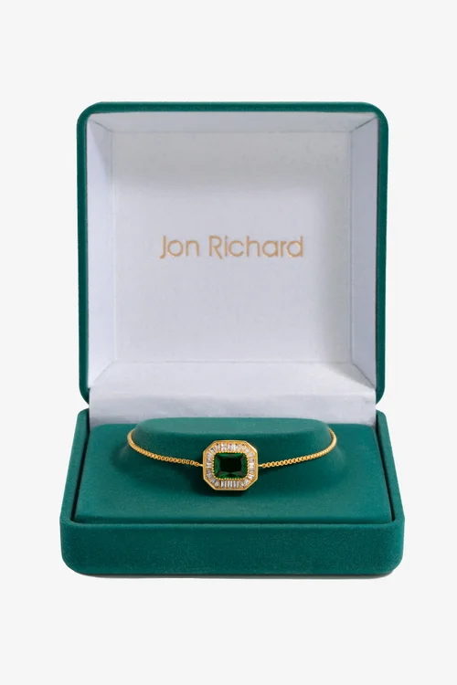 Jon Richard Gold Plated And Emerald Toggle Bracelet - Gift Box - One Size Image 1