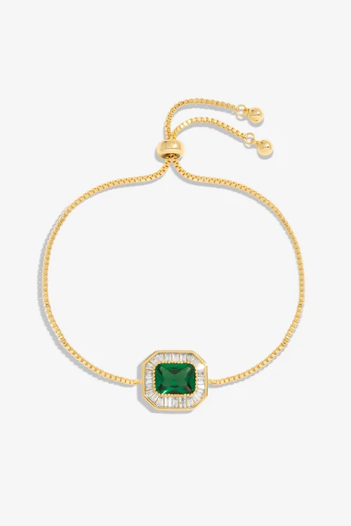 Jon Richard Gold Plated And Emerald Toggle Bracelet - Gift Box - One Size Image 2