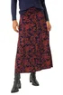 Roman Navy Foliage Floral Print Stretch Midi Skirt - Size 20 Image 1