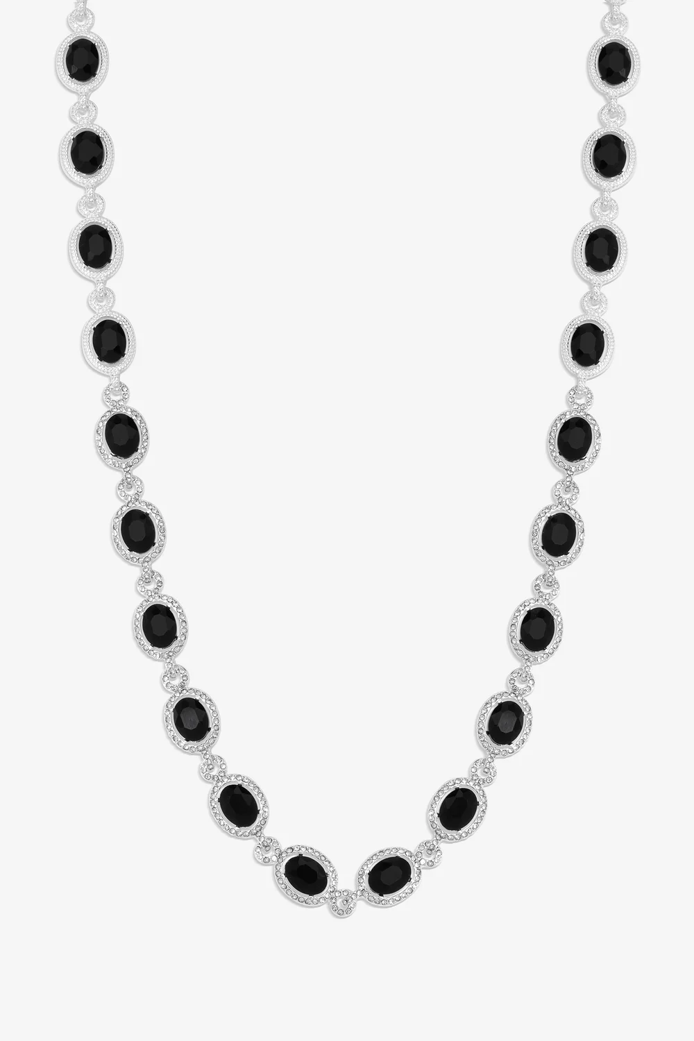 Jon Richard Silver Plated Crystal And Jet Halo Necklace - One Size Image 1