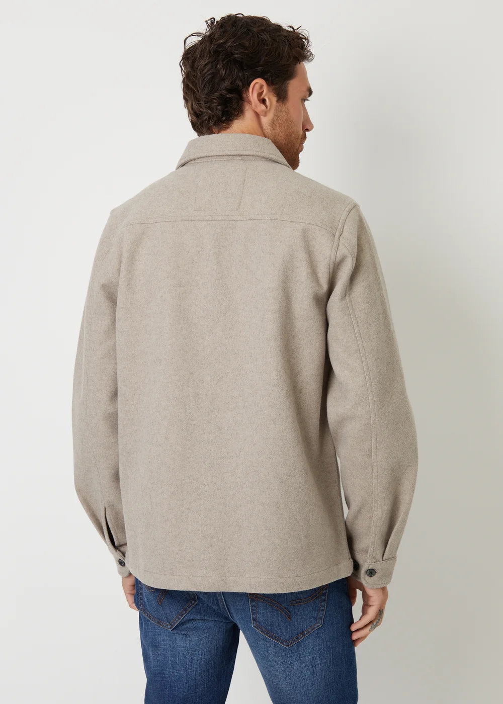 Threadbare Stone Faux Wool Button Up Shacket - S Image 2