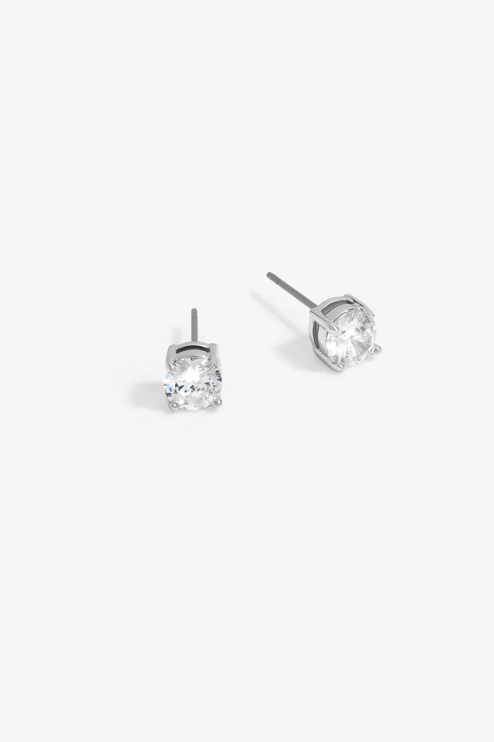 Jon Richard Rhodium Plated Cubic Zirconia Round Stud Earrings - One Size Image 1