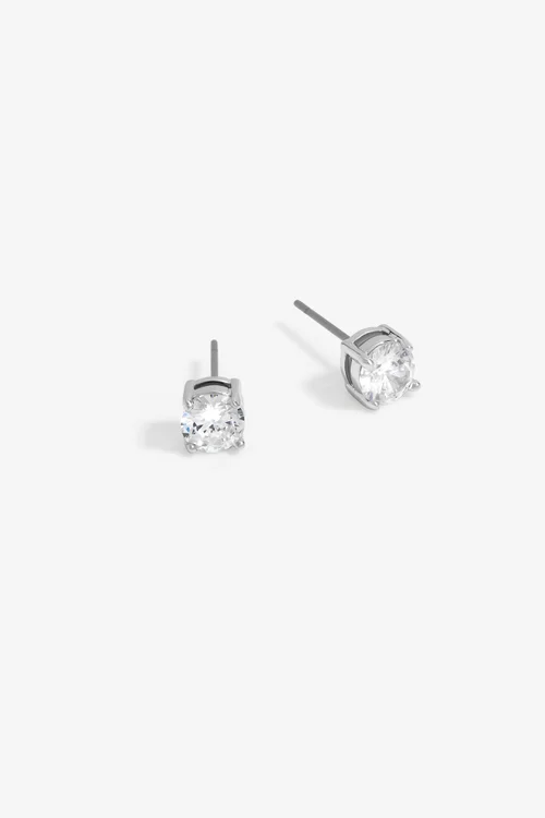 Jon Richard Rhodium Plated Cubic Zirconia Round Stud Earrings - One Size Image 1