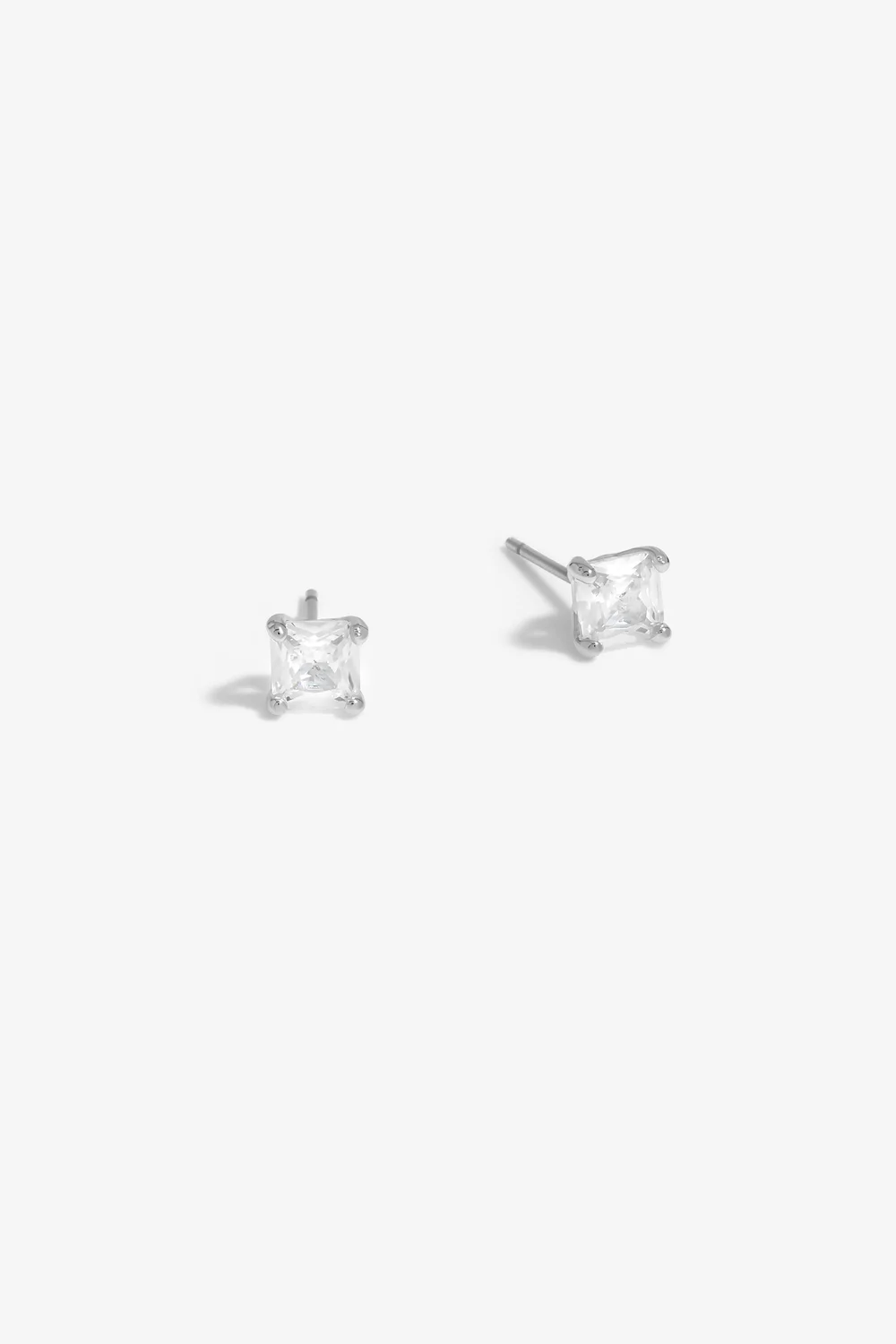 Jon Richard Rhodium Plated Cubic Zirconia Square Stud Earrings - One Size Image 2