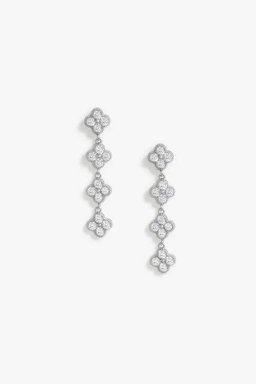 Jon Richard Silver Plated Crystal Bow Earrings - One Size Image 1