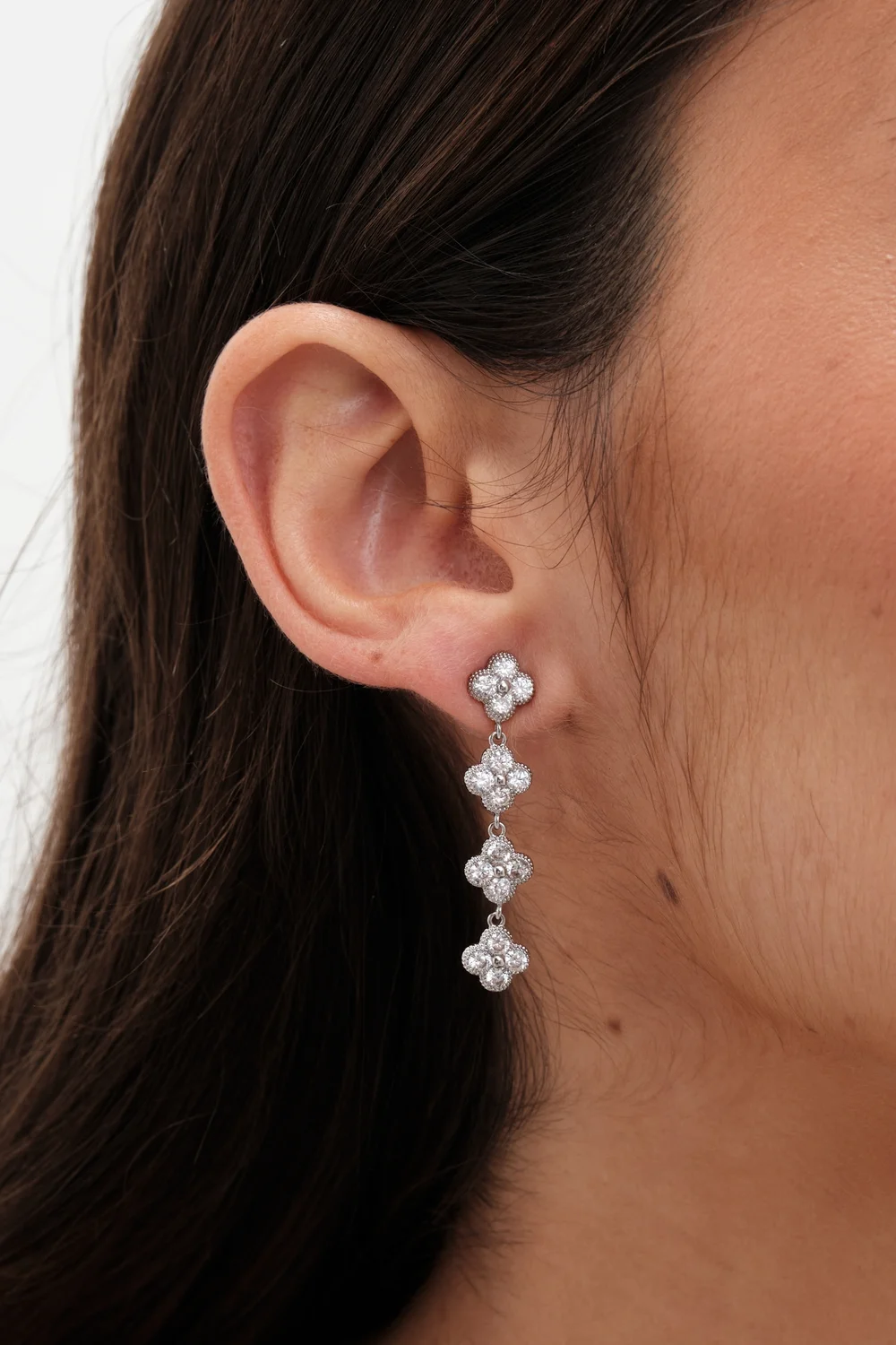 Jon Richard Silver Plated Crystal Bow Earrings - One Size Image 2