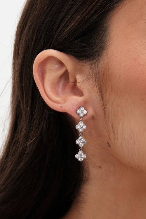 Jon Richard Silver Plated Crystal Bow Earrings - One Size Image 2