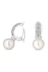 Jon Richard Silver Plated Clear Crystal Pave Half Hoop With Pearl Drop Clip On Earring - One Size Image 1