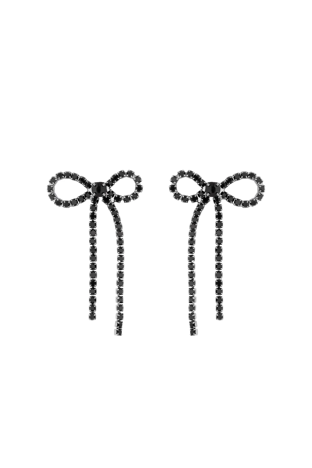 Jon Richard Hematite Plated Jet Bow Earrings - One Size Image 1