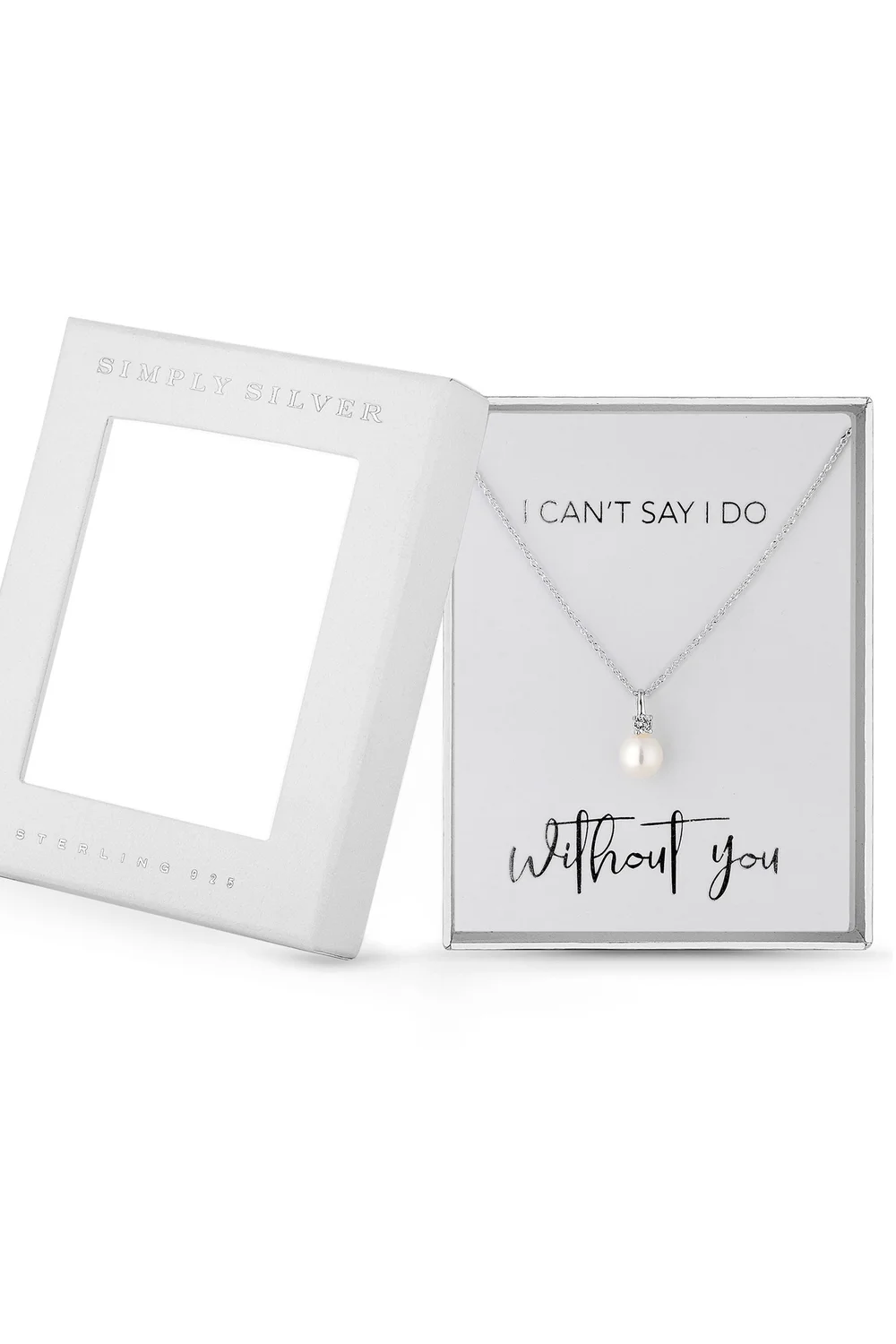 Sterling Silver 925 White Cubic Zirconia Short Pearl Pendant Necklace - One Size Image 2