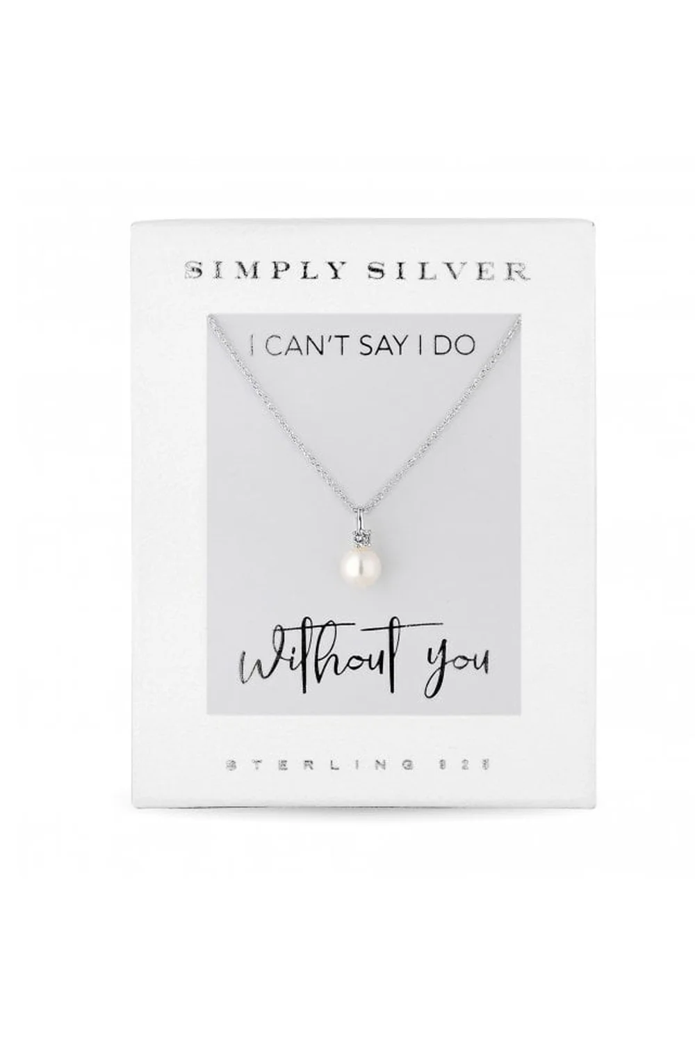 Sterling Silver 925 White Cubic Zirconia Short Pearl Pendant Necklace - One Size Image 1