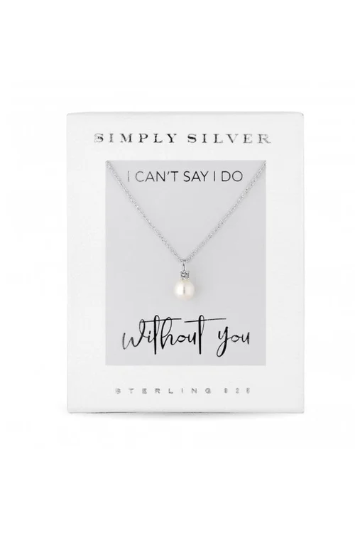 Sterling Silver 925 White Cubic Zirconia Short Pearl Pendant Necklace - One Size Image 1