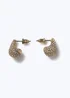 Muse Gold Crystal Domed Earrings - One Size Image 3