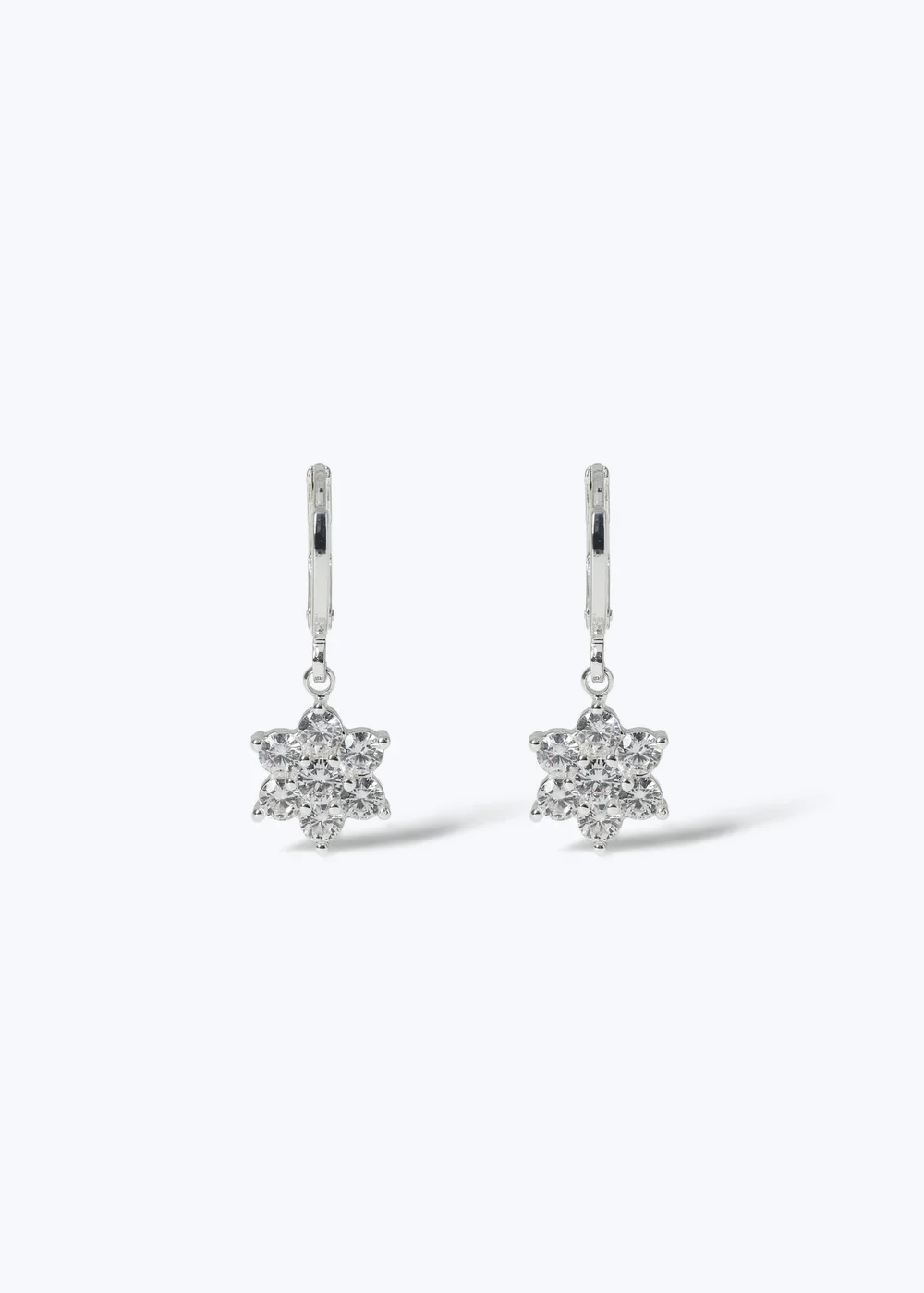 Silver Snowflake Drop Earrings - One Size Image 1