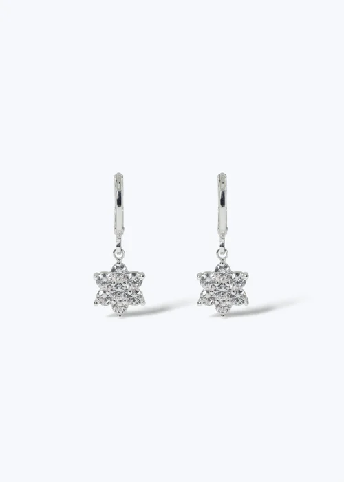 Silver Snowflake Drop Earrings - One Size Image 1