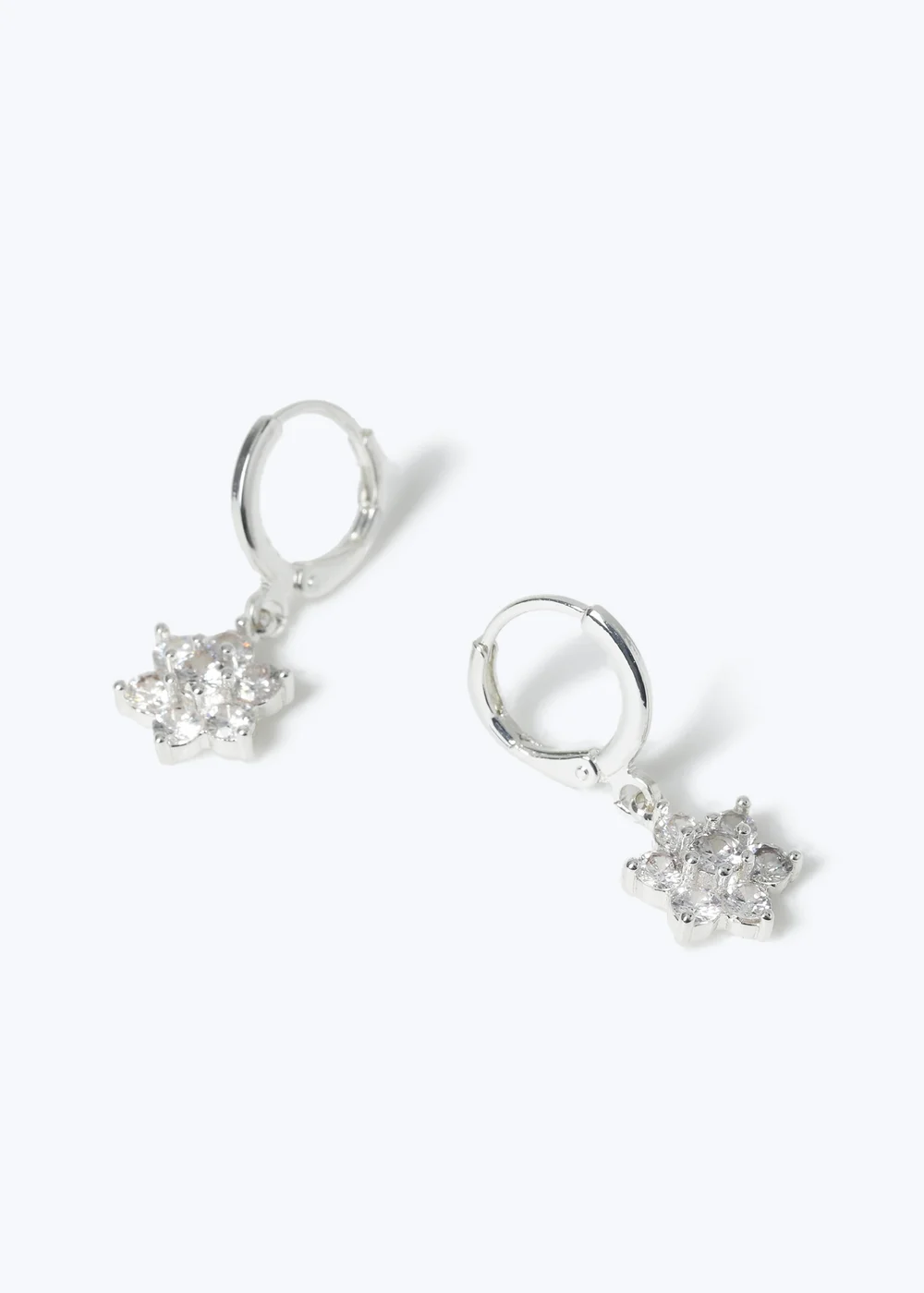 Silver Snowflake Drop Earrings - One Size Image 2