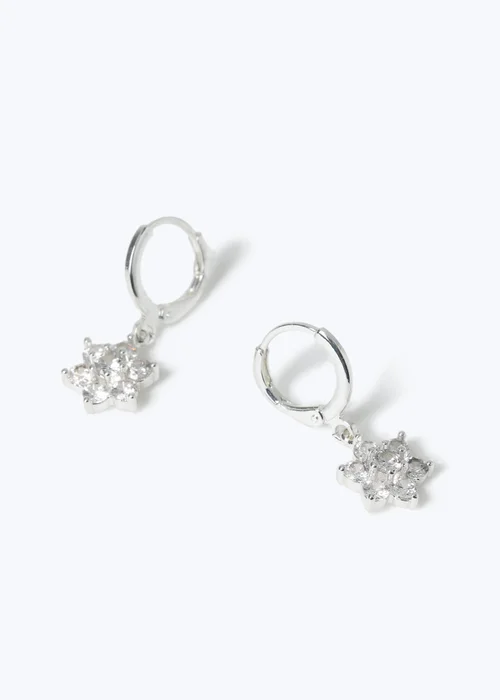 Silver Snowflake Drop Earrings - One Size Image 2