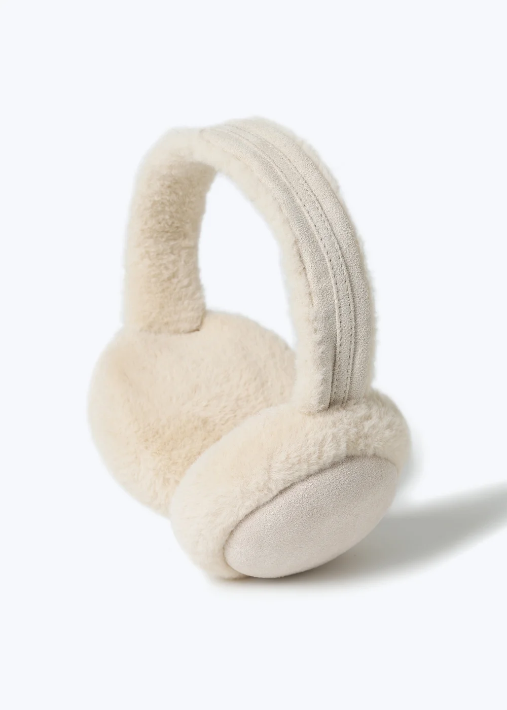 Muse Cream Suede Faux Fur Ear Muffs - One Size Image 2
