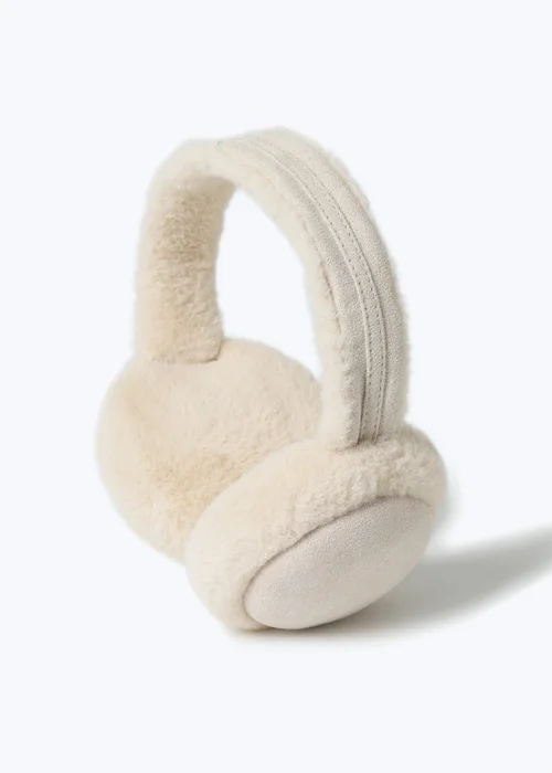 Muse Cream Suede Faux Fur Ear Muffs - One Size Image 2