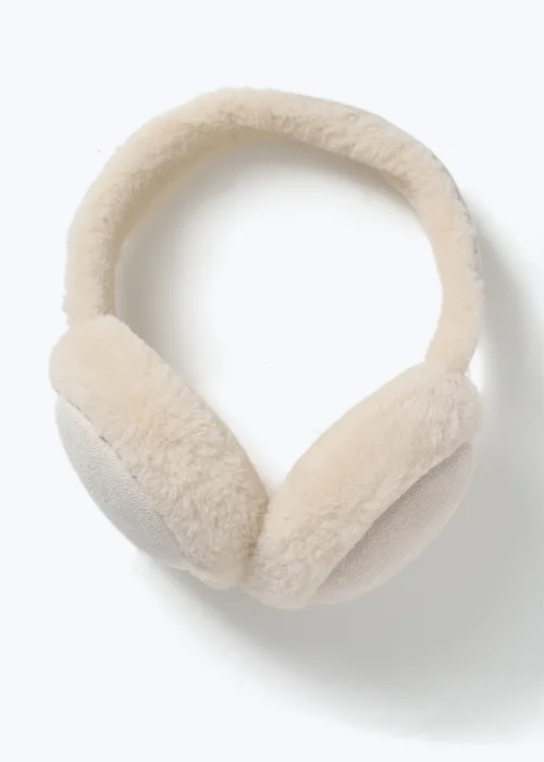 Muse Cream Suede Faux Fur Ear Muffs - One Size Image 1