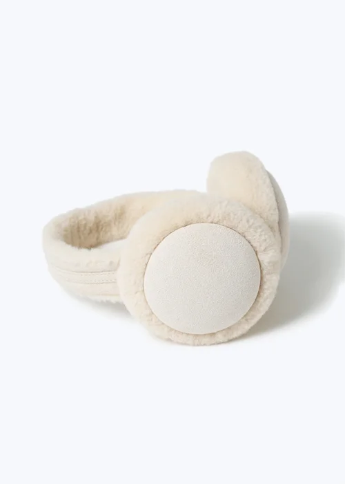 Muse Cream Suede Faux Fur Ear Muffs - One Size Image 3