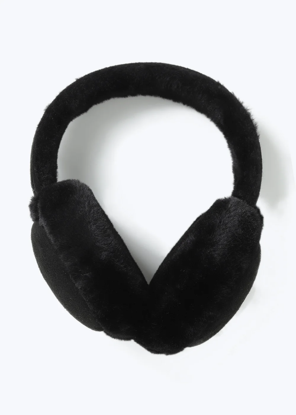 Black Suede Faux Fur Ear Muffs - One Size Image 1