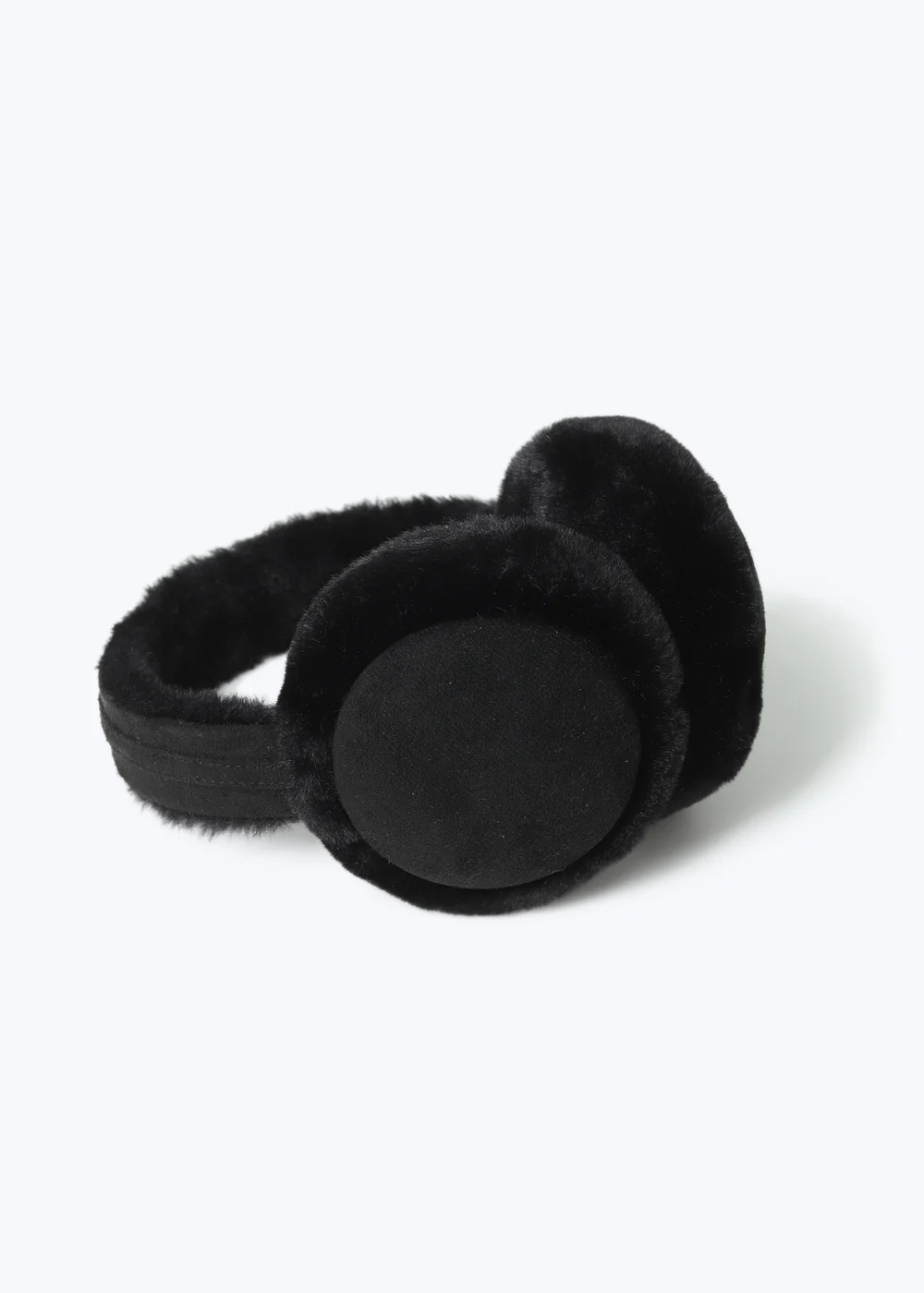 Black Suede Faux Fur Ear Muffs - One Size Image 3