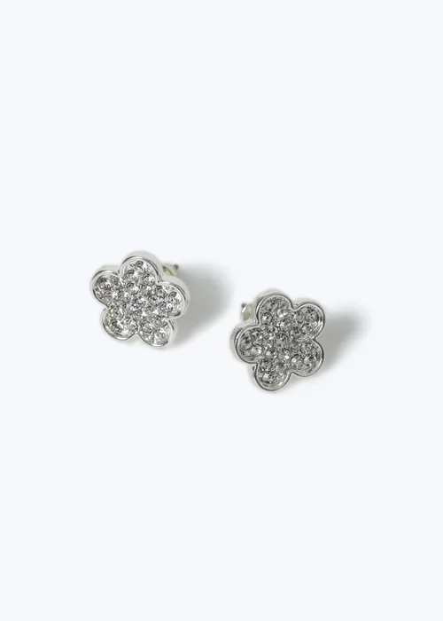 Silver Flower Earrings - One Size Image 2