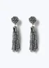 Silver Metallic Facet Drop Earrings - One Size Image 1
