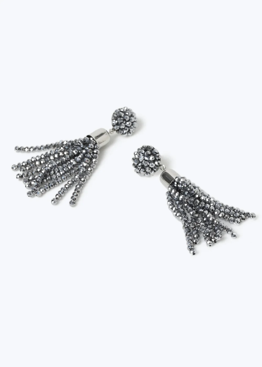 Silver Metallic Facet Drop Earrings - One Size Image 2
