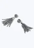 Silver Metallic Facet Drop Earrings - One Size Image 2