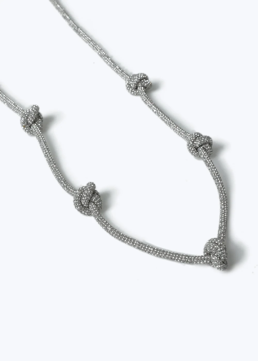 Silver Knot Chrystal Necklace - One Size Image 2