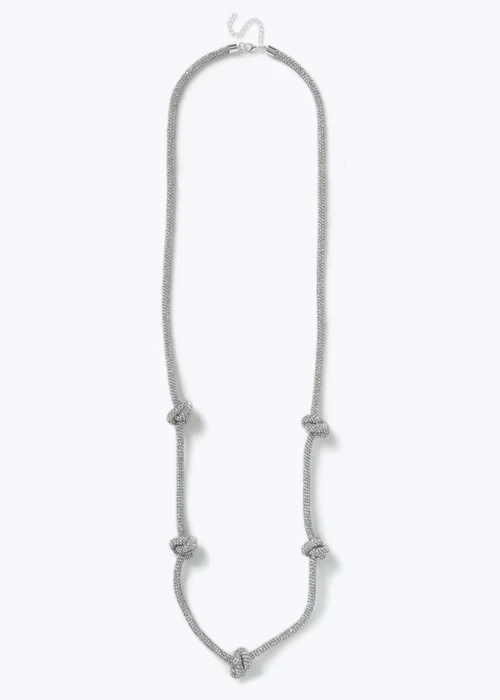 Silver Knot Chrystal Necklace - One Size Image 1
