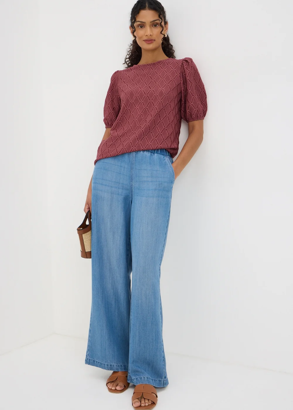 Pink Textured Puff Sleeve Top - 8 Image 3