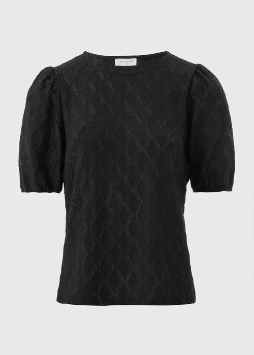 Black Textured Puff Sleeve Top - 8 Image 3