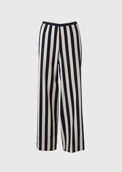 Petite Navy Stripe Wide Leg Co-Ord Trousers - Size 6 Image 2