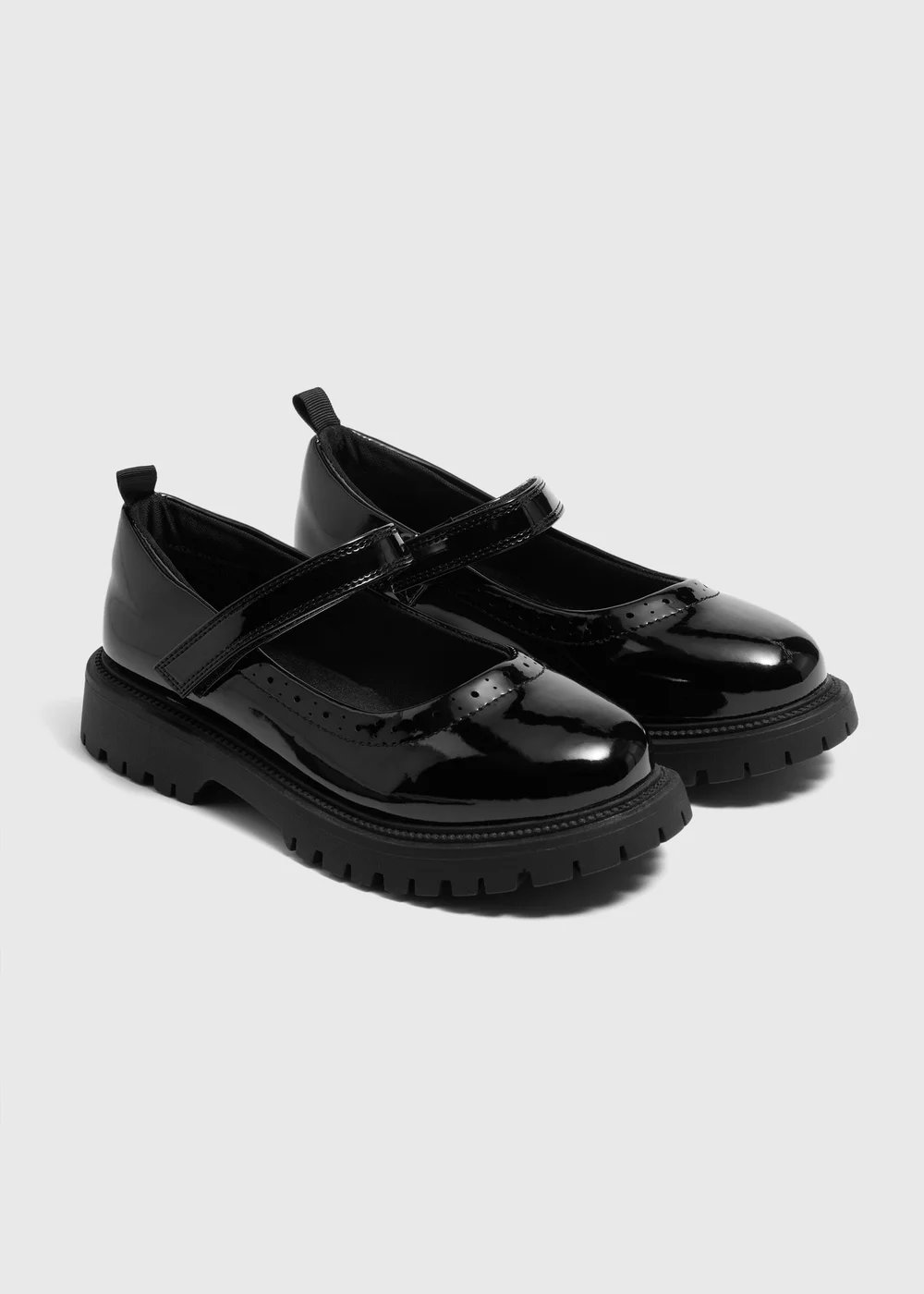 Girls Black Patent Chunky School Shoes (Younger 10-Older 6) - 10 Infants Image 1