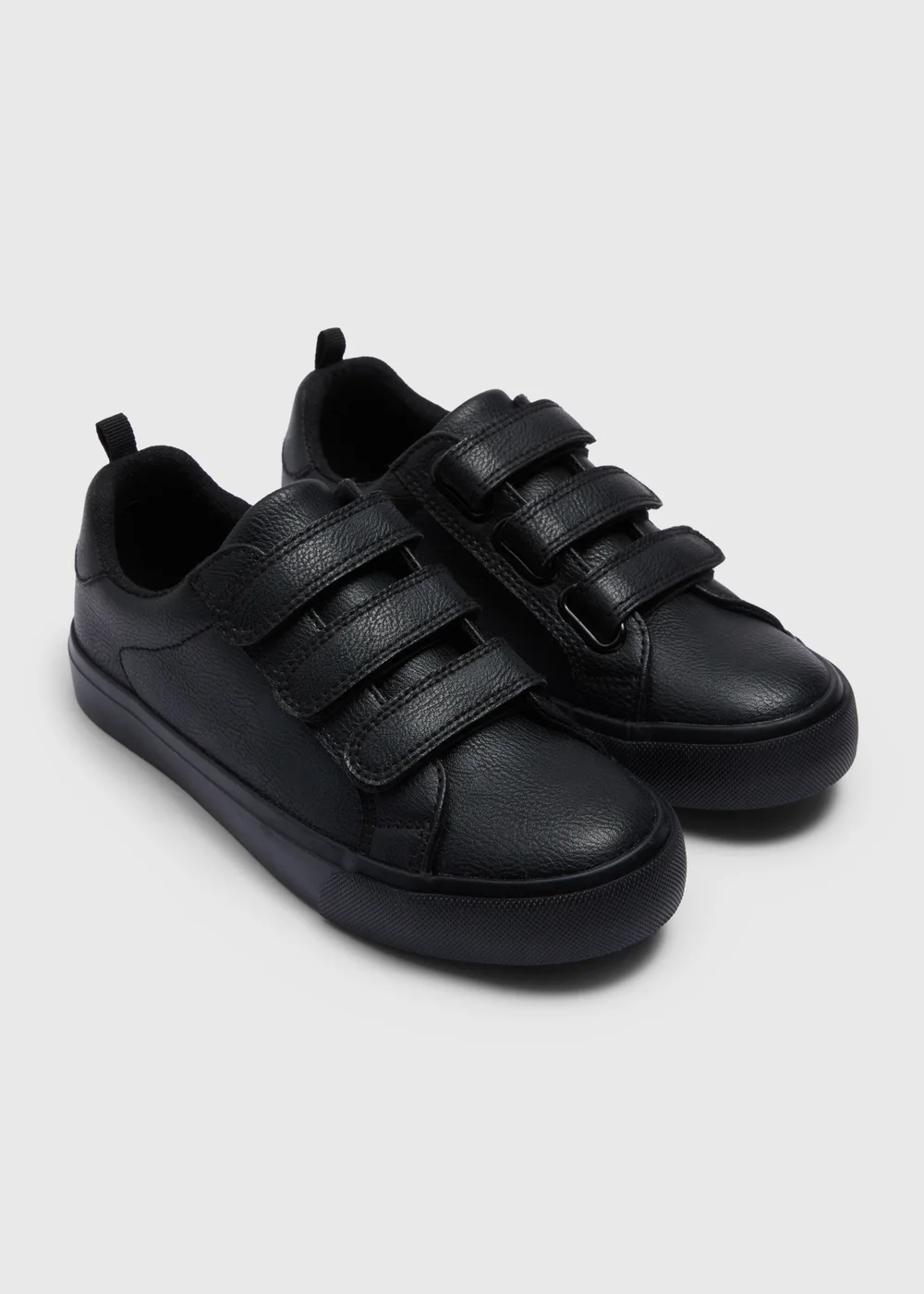 Boys Black Triple Strap Faux Leather School Shoes (Younger 10-Older 6) - 10 Infants Image 1