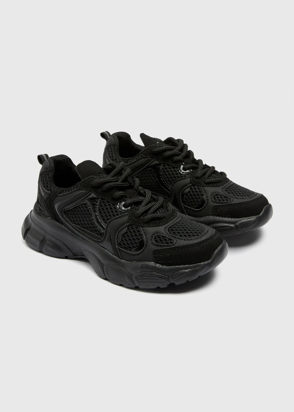 Kids Black Chunky School Trainers (Younger 10-Older 6) - 1 Image 1