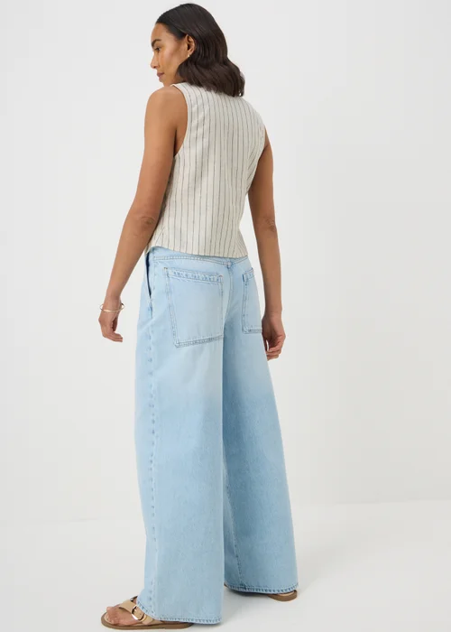 Stone Linen Blend Stripe Waistcoat - 8 Image 3