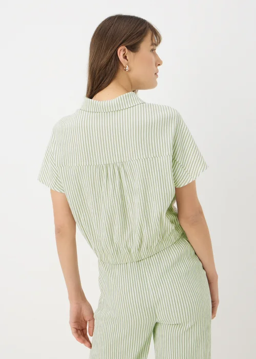 Green Co Ord Stripe Tie Front Shirt - 8 Image 2