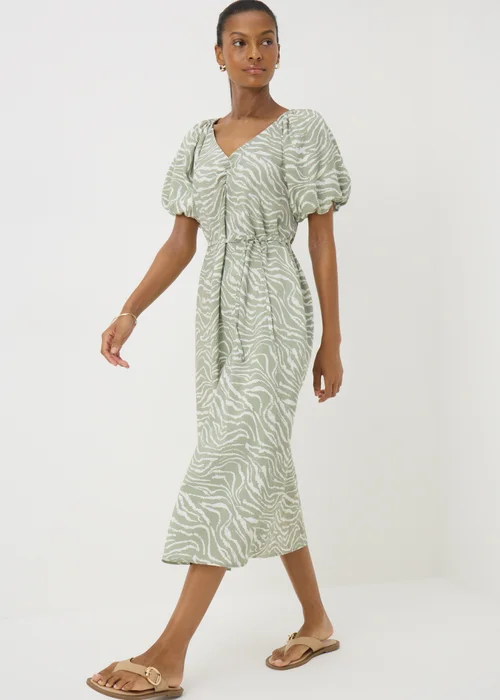 green and white zebra dress Womens Ro&Zo Green Zebra Print Puff Sleeve Dress US 10