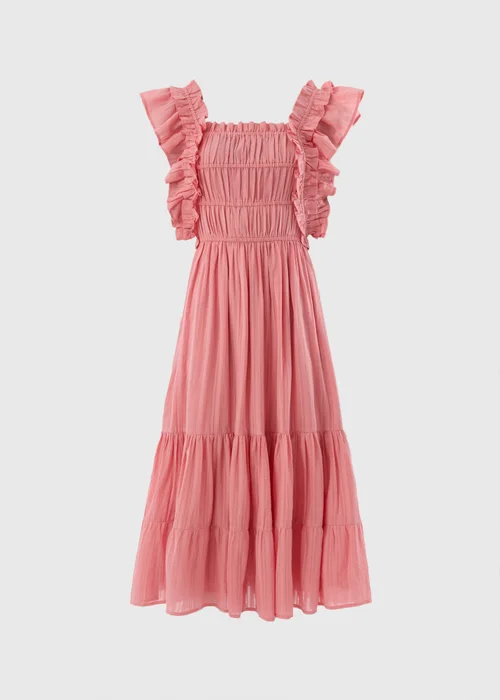 Pink Frill Midi Dress - 8 Image 4