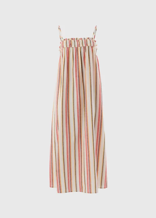 Stone Linen Blend Stripe Trapeze Cami Maxi Dress - 8 Image 4