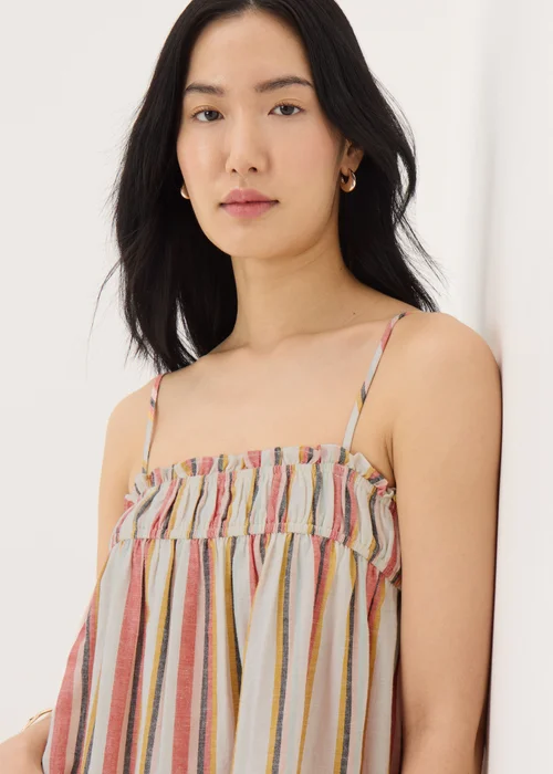 Stone Linen Blend Stripe Trapeze Cami Maxi Dress - 8 Image 3