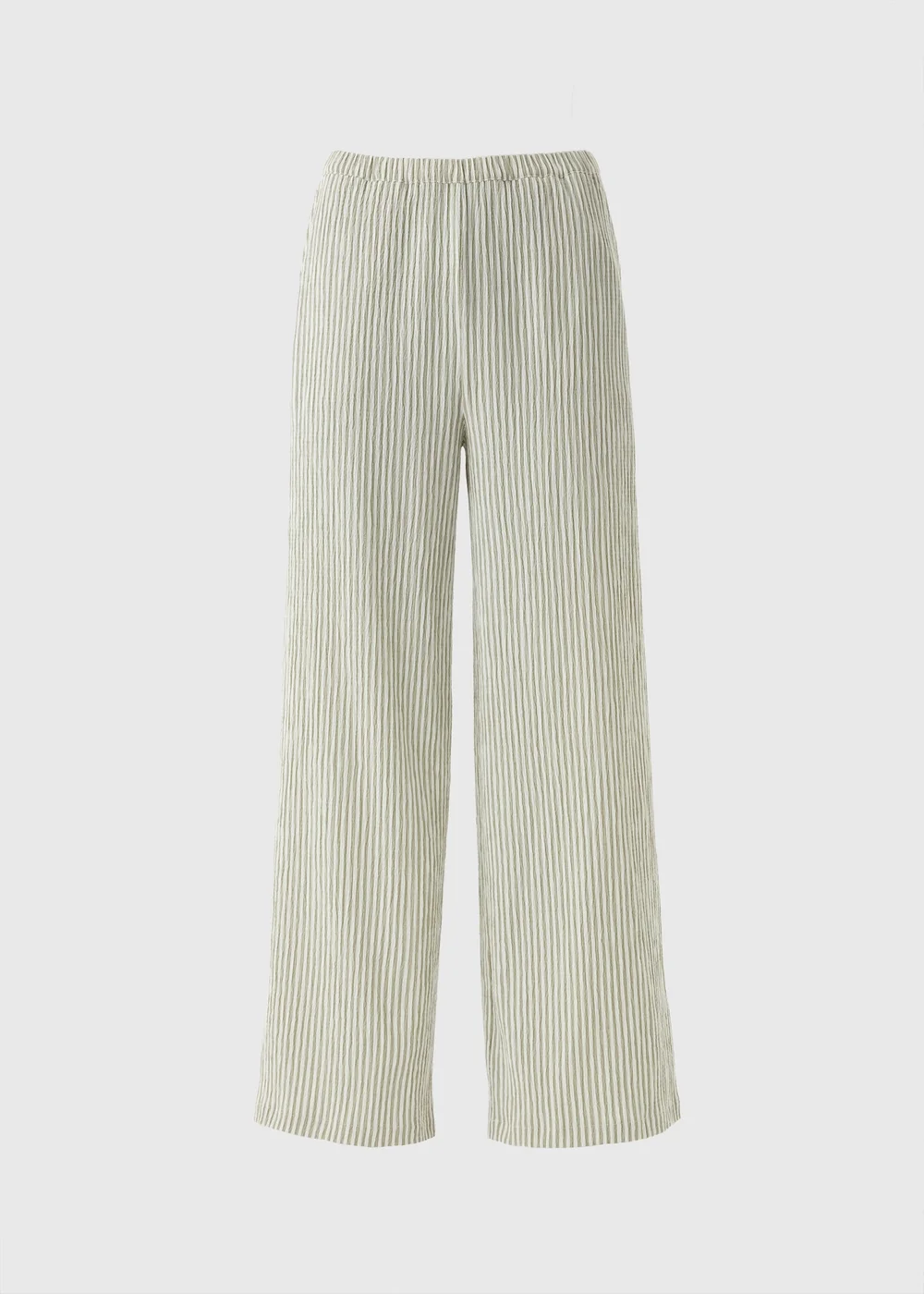 Sage Green Seersucker Stripe Wide Leg Trousers - 8/L29 Image 4