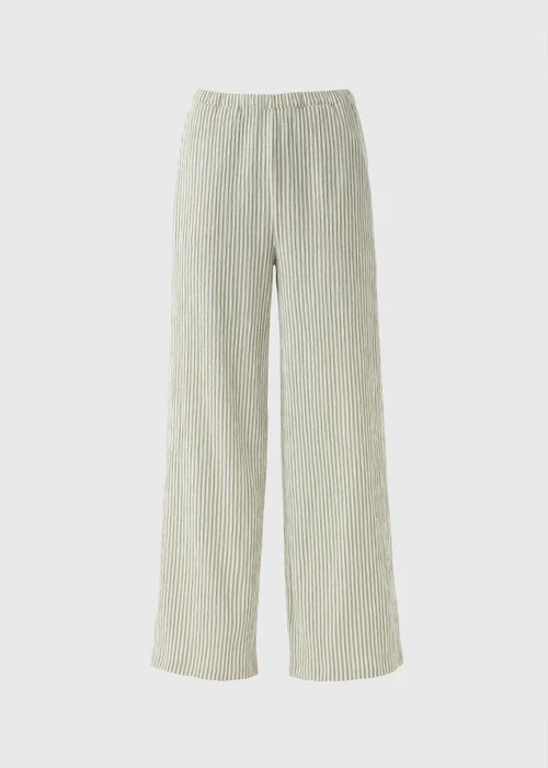 Sage Green Seersucker Stripe Wide Leg Trousers - 8/L29 Image 4