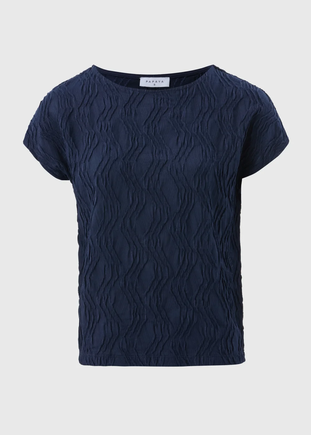 Navy Wavy Textured Crew Neck T-Shirt - 8 Image 4